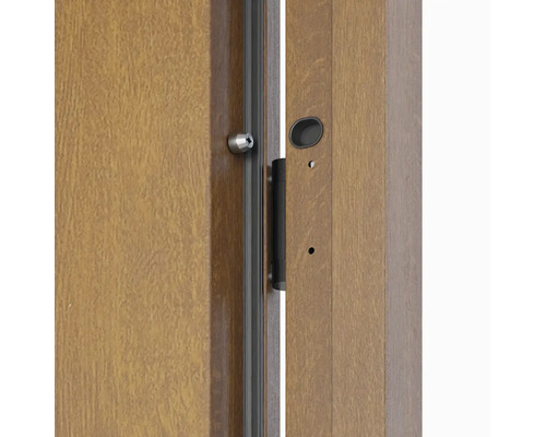 Detail drevených dverí s kovaním a zámkom