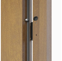 Detail drevených vchodových dverí s kovaním