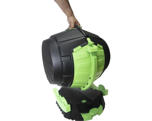 Zberač kompostu s rukoväťou, rozdelený na dve časti