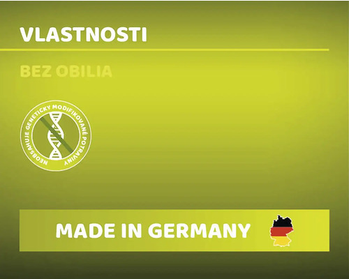 Vlastnosti: Bez obilnín. Neobsahuje geneticky modifikované potraviny. Vyrobené v Nemecku.