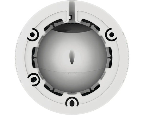 Vnútorný pohľad na okrúhly biely snímač vlhkosti s guľovou meracou komorou