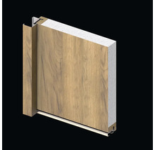 Priečny rez rámu dverí s dreveným vzorom a izoláciou