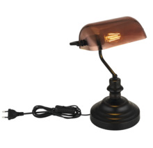 Stolová lampa Globo 2491C ANTIQUE E27 60 W čierna/matná/sklo meď