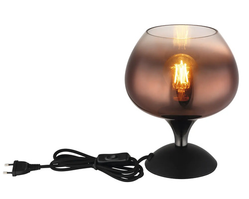 Stolná lampa so skleneným telom a svetelným zdrojom