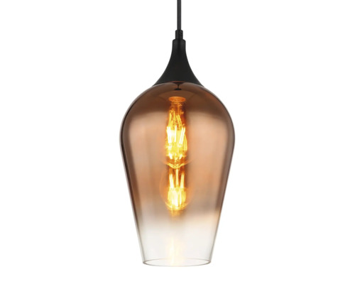 Závesná lampa s jantárovým skleneným tienidlom a svetelným zdrojom