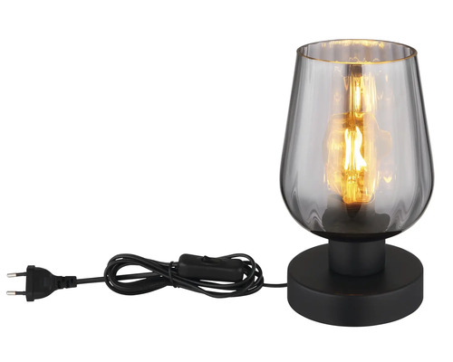 Stolná lampa s dymovým sklom a žiarovkou