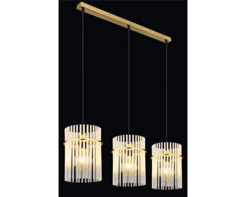 Trojité závesné svietidlo s valcovitými tienidlami a tyčovým dizajnom