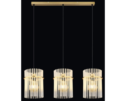 Závesné svietidlo s tromi žiarovkami, krištáľovým sklom a kovom