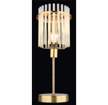 Stolná lampa s tienidlom zo sklenených tyčí a kovovou základňou