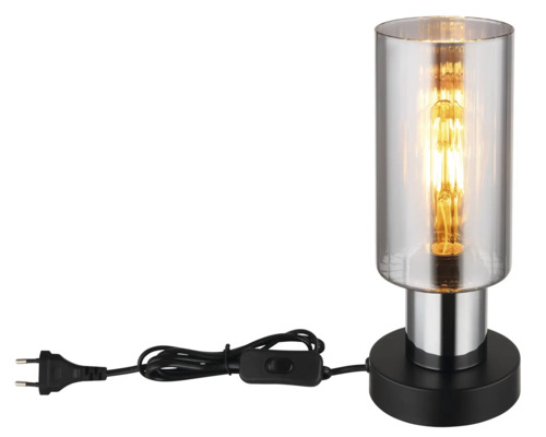 Stolná lampa so skleneným valcom a svetelným zdrojom