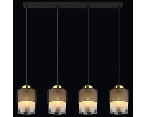 Závesné svietidlo so štyrmi svetlami s valcovitým tienidlom
