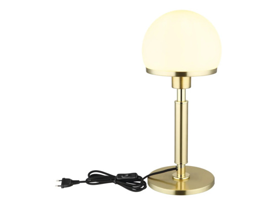 Stolná lampa s okrúhlym tienidlom na štíhlom zlatom podstavci