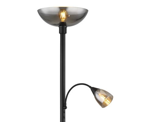 Stojacia lampa s lampou na čítanie a skleneným tienidlom