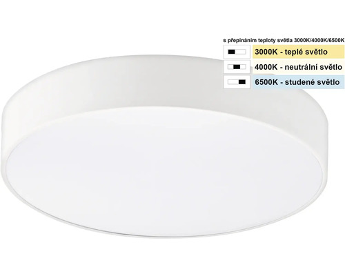 Biele stropné svietidlo s prepínaním teploty svetla