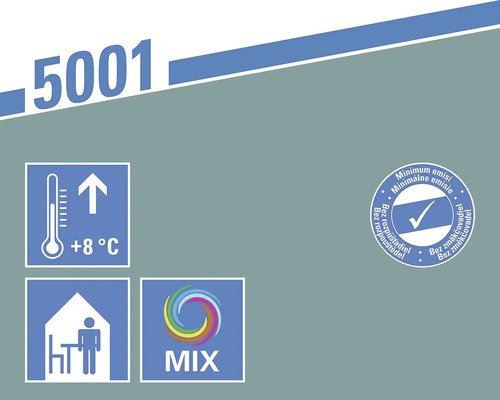 Informácie o teplote spracovania, použití v interiéri, miešateľnosti a nízkej emisie.
