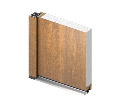 Priečny rez dverí s dreveným dekorom