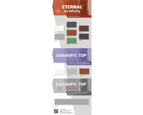 Vzorkovník farieb pre strešné krytiny a opravné malty Eternal a Sanakryl Top