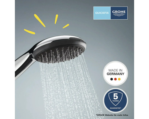 Ručná sprcha Grohe Quickfix s tečúcou vodou, pečať Made in Germany a záruka 5 rokov