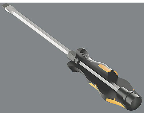 Skrutkovač s plochou hlavou a čiernou rukoväťou