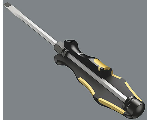 Skrutkovač s plochou hlavou a čiernou rukoväťou