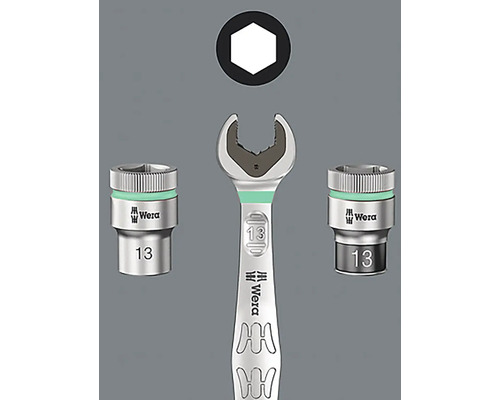 Otvorený kľúč Wera s nástrčkovými vložkami a šesťhranom