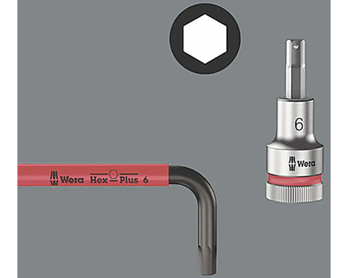 Logo Wera, šesťhranný profil, šesťhranný kľúč a nástrčná hlavica