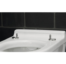 Biele WC Duravit s nerezovými pántmi