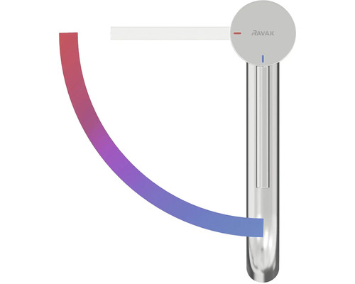 Vodovodný kohútik s reguláciou teploty a logom Ravak