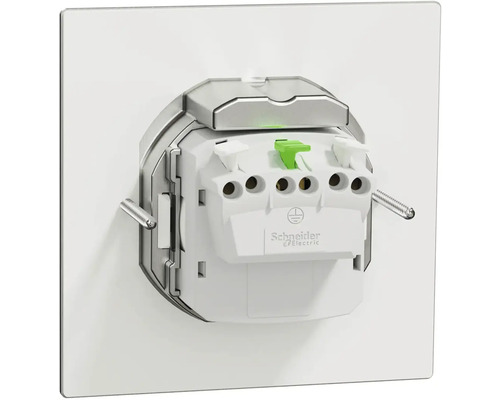 Logo Schneider Electric na vypínači so symbolom uzemnenia