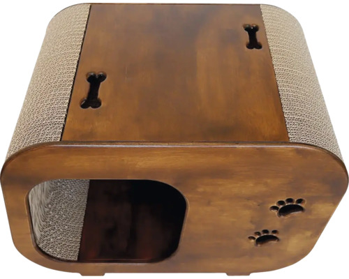 Mačací dom so škrabadlom, vzorom kostí a vzorom odtlačku labky