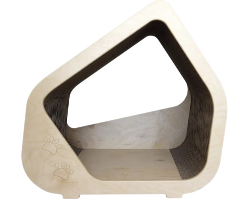 Drevený domček pre mačky s motívom odtlačku labky