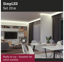 Obývacia izba s LED svetelnou lištou SimpLED Set 20 m na nepriame osvetlenie