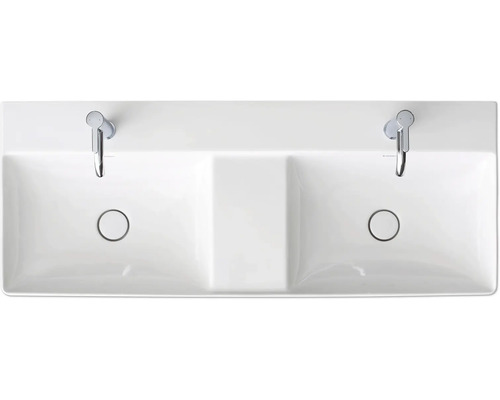 Dvojité umývadlo zo sanitárnej keramiky s dvoma batériami