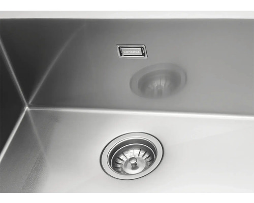 Nerezový drez s odtokovou armatúrou a gombíkom Concept