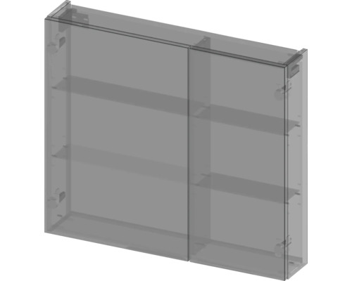 Zrkadlová skrinka s dvomi dvierkami a vnútornými policami do kúpeľne