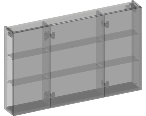 Trojdverová zrkadlová skrinka s policami