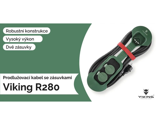 Predlžovací kábel Viking R280 s dvoma zásuvkami