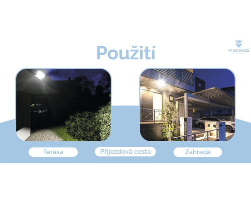 Príklady použitia vonkajších svetiel na osvetlenie terasy, príjazdovej cesty a záhrady.