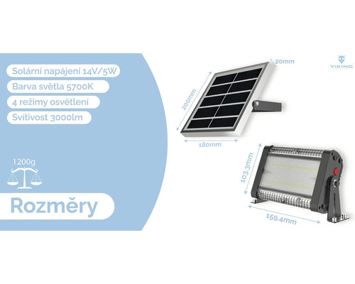 Solárny reflektor s rozmermi