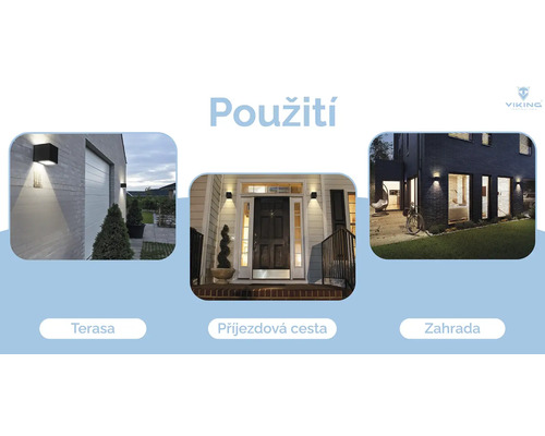 Príklady použitia vonkajších svietidiel: terasa, príjazdová cesta a záhrada