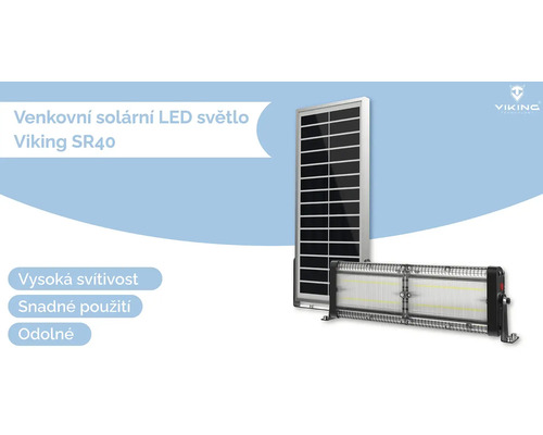 Vonkajšie solárne LED svetlo Viking SR40 so solárnym panelom