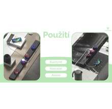 Príklady použitia predlžovacieho kábla v kuchyni, kancelárii a ateliéri.