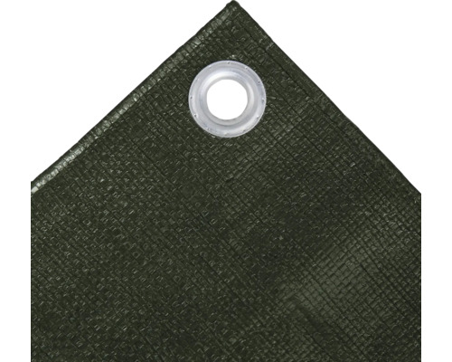 Detailný záber zelenej ochrannej plachty s očkom