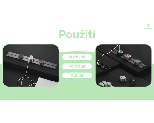 Príklady použitia predlžovacieho kábla v kuchyni, kancelárii a ateliéri