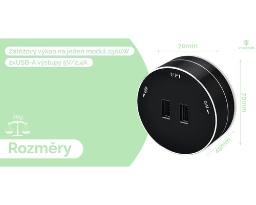 Nabíjací modul Viking s dvoma portami USB A