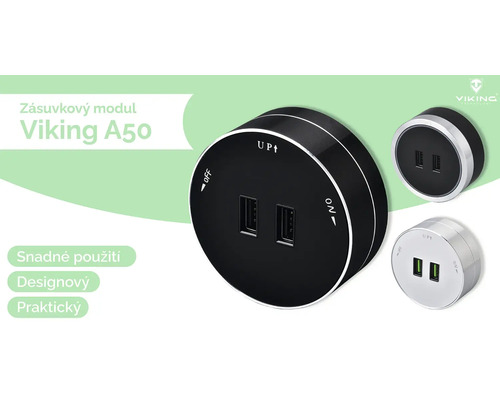 Zásuvkový modul Viking A50 s dvoma USB portami