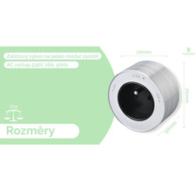 Adaptér zásuvky Viking s rozmermi 70 x 70 x 50 milimetrov
