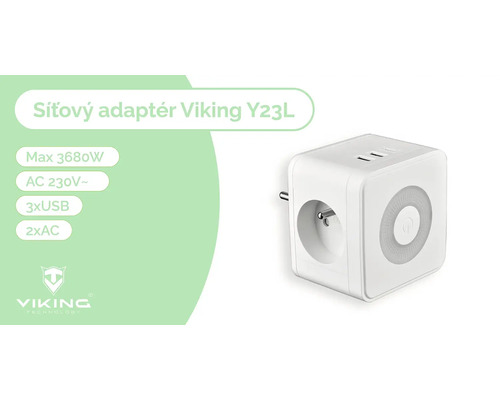 Sieťový adaptér s dvomi zásuvkami striedavého prúdu a tromi portami USB