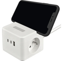 Zásuvkový blok s USB portami a držiakom na smartfón
