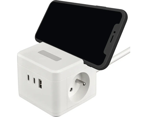 Zásuvkový blok s USB portami a držiakom na smartfón